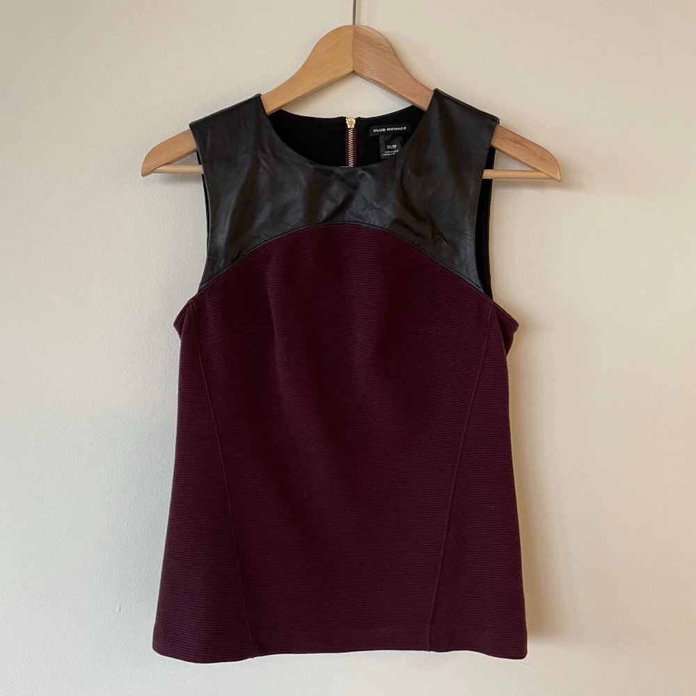 Club Monaco Tank Top with Leather Detail